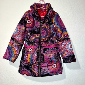 Desigual girls puffer jacket with kaleidoscope print